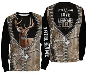 Deer Hunting Camo zipper Customize Name 3D All Over Printed Shirts NQS859
