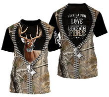 Load image into Gallery viewer, Deer Hunting Camo zipper Customize Name 3D All Over Printed Shirts NQS859
