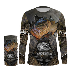 Largemouth Bass fishing camo UV protection quick dry Customize name fishing shirt NQS861