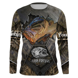 Largemouth Bass fishing camo UV protection quick dry Customize name fishing shirt NQS861
