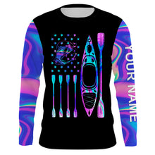 Load image into Gallery viewer, Kayak bass fishing American flag galaxy Custom long sleeves fishing shirts, camo leggings NQSD221