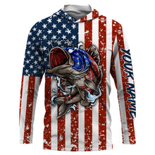 Load image into Gallery viewer, Personalized Bass Fishing American Flag UV Protection Long sleeve performance Fishing Shirts NQS1380