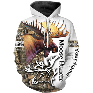 Moose Hunting Camo  Huntaholic Customize name 3D All over print shirts - personalized apparel gift for hunting lovers - NQS667