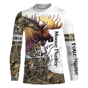 Moose Hunting Camo  Huntaholic Customize name 3D All over print shirts - personalized apparel gift for hunting lovers - NQS667