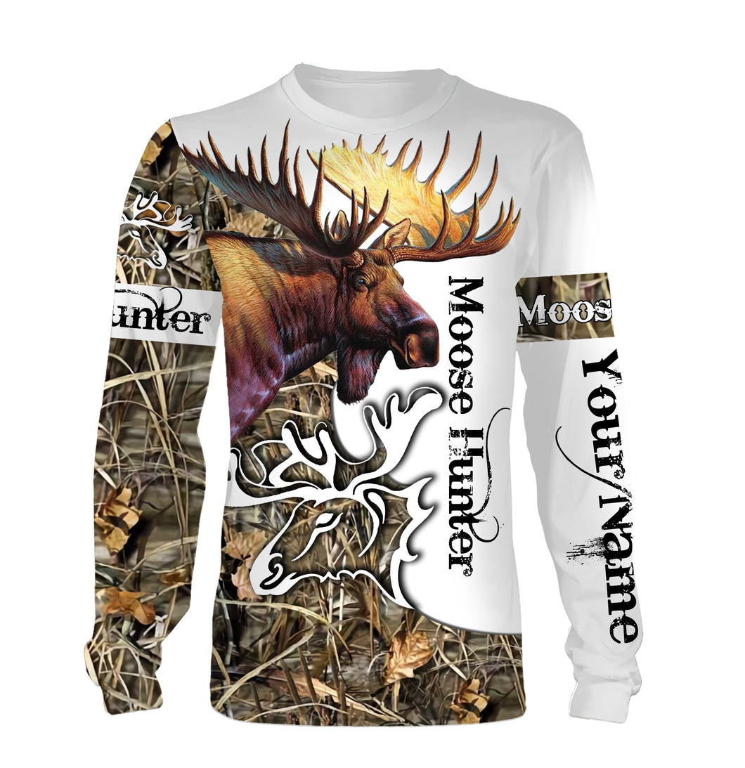 Moose Hunting Camo  Huntaholic Customize name 3D All over print shirts - personalized apparel gift for hunting lovers - NQS667