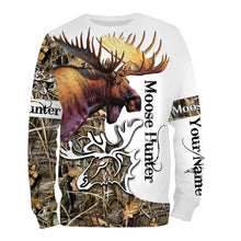 Load image into Gallery viewer, Moose Hunting Camo  Huntaholic Customize name 3D All over print shirts - personalized apparel gift for hunting lovers - NQS667