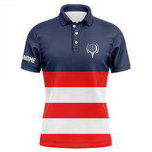 Load image into Gallery viewer, Red, white and blue stripe custom Mens golf polos shirts, patriot men&#39;s golf attire  NQS7135