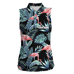 Women sleeveless polo shirt blue forest pattern pink flamingo golf shirts custom golf shirts for women NQS4840