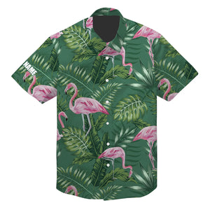 Green tropical plants palm leaves monstera flamingo custom name Hawaiian Shirt for men, women NQS4842