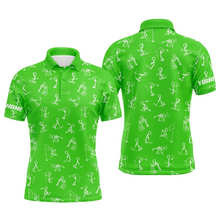 Load image into Gallery viewer, Men golf polo shirts custom name funny golf pattern green polo shirt best mens golf wear NQS4845