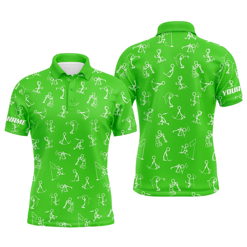 Men golf polo shirts custom name funny golf pattern green polo shirt best mens golf wear NQS4845