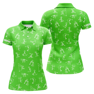 Womens golf polo shirts custom name funny golf pattern green polo shirt best womens golf wear NQS4845