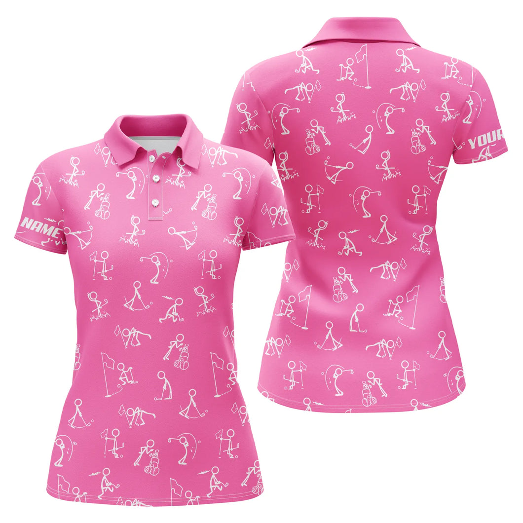 Womens golf polo shirts custom name funny golf pattern pink polo shirt best womens golf wear NQS4846