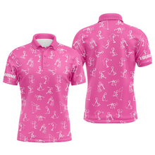 Load image into Gallery viewer, Men golf polo upf shirts custom name funny golf pattern pink polo shirt best mens golf wear NQS4846