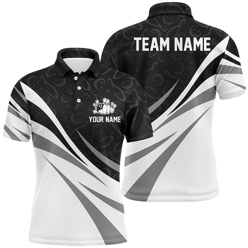 White and black camo bowling polo shirts for men Custom Team bowling jerseys for men, gift for bowlers NQS7242