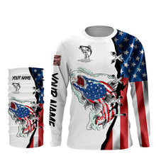 Load image into Gallery viewer, Walleye fishing legend American flag patriot UV protection Customize name long sleeves fishing shirts NQS4493