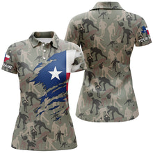 Load image into Gallery viewer, Texas Flag Bowling camo Shirts For Women Bowling Team League Jersey Custom Bowling Polo Shirts NQS6538