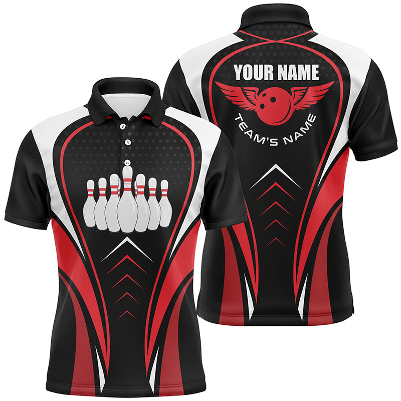 Red white and black Bowling Shirts For Men Bowling Team League Jerseys Custom Bowling Polo Shirts NQS6539