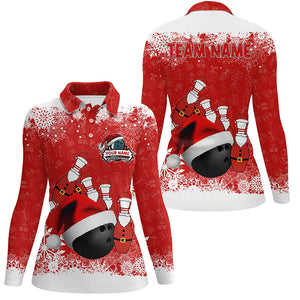 Womens bowling polo shirts Custom Christmas snowflake bowling ball Bowling Team league Jersey NQS6806