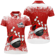 Load image into Gallery viewer, Womens bowling polo shirts Custom Christmas snowflake bowling ball Bowling Team league Jersey NQS6806