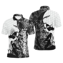 Load image into Gallery viewer, Grey camo Mens golf polos shirts custom name golf skull shirts for men, personalized golf gifts NQS6998