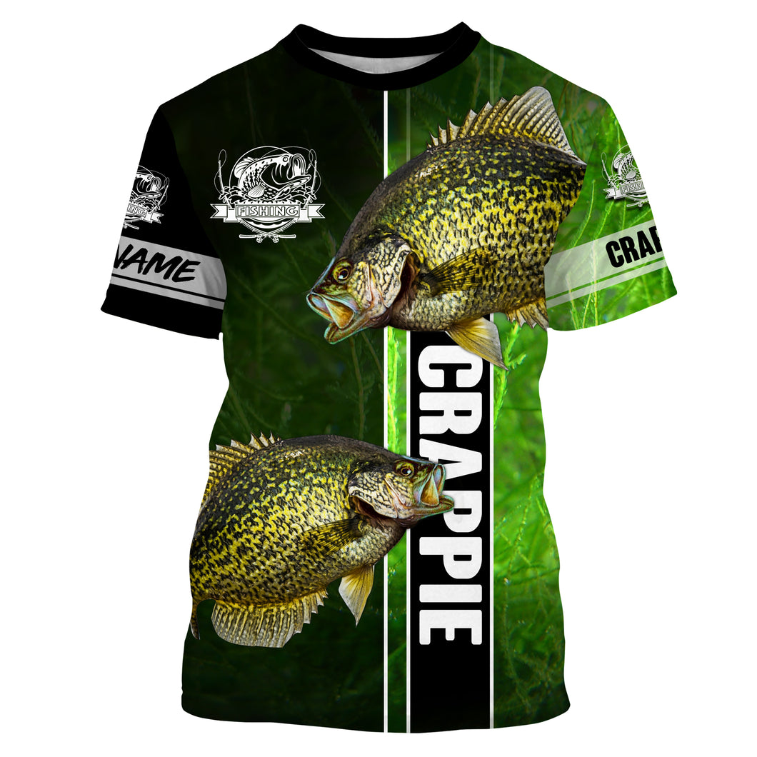 Crappie fishing green shirt Custom name UV Long Sleeve Fishing Shirts, fishing gifts for men, women, kid NQS1612