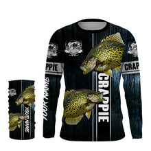 Load image into Gallery viewer, Crappie Fishing blue camo fish on custom long sleeve fishing shirts NQS2783