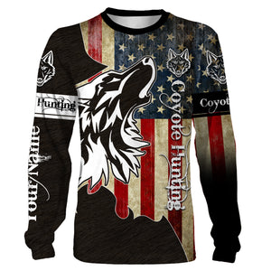 Coyote Hunting Camo American flag patriotic coyote tattoo Customize Name 3D All Over Printed Shirts NQS1406