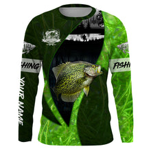 Load image into Gallery viewer, Crappie fishing green shirt Custom name UV Long Sleeve Fishing Shirts, fishing gifts for men, women NQS3721