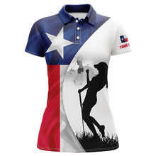 Load image into Gallery viewer, Womens golf polo shirts Texas flag patriotic personalized TX flag golf shirts ladies golf top NQS6327