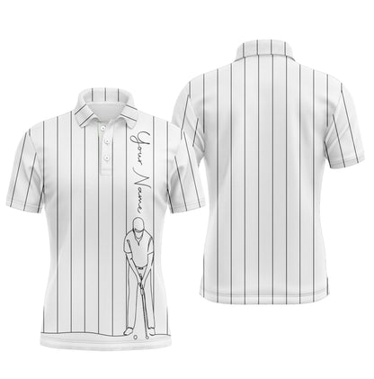 Personalized mens golf polo shirts custom name golf tops mens, golf gifts for men | White NQS4654
