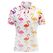 Load image into Gallery viewer, Mens golf polo shirt rainbow flamingos pattern custom team flamingo golf shirts, mens golf tops NQS5187