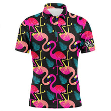 Load image into Gallery viewer, Mens golf polo shirt neon flamingos tropical pattern custom team flamingo golf shirts, golfing gifts NQS5188