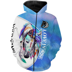 Beautiful Horse Love Horse Customize Name 3D All Over Printed Shirts Personalized gift For Horse Lovers NQS700