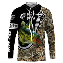 Load image into Gallery viewer, Largemouth Bass camo fish hook customize name long sleeves shirt personalized gift for Fishing lovers NQS703