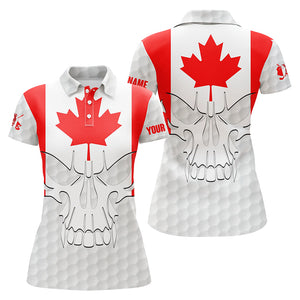 Womens golf polo shirts Canadian flag patriotic custom skull golf ball shirts for women golf top NQS5203