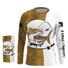 Load image into Gallery viewer, Flathead catfish Fishing scales Custom white Long sleeve performance Fishing Shirts, apparel for team catfish - NQS2080