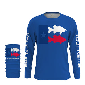Texas Fishing Texas Flag patriotic Customize Name UV protection quick dry long sleeves fishing shirts UPF 30+ NQS2204