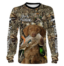 Load image into Gallery viewer, Duck Hunting Chesapeake bay retriever Camo Waterfowl Custom Name 3D shirts duck hunting apparel NQS959