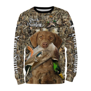 Duck Hunting Chesapeake bay retriever Camo Waterfowl Custom Name 3D shirts duck hunting apparel NQS959