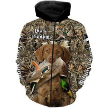 Load image into Gallery viewer, Duck Hunting Chesapeake bay retriever Camo Waterfowl Custom Name 3D shirts duck hunting apparel NQS959