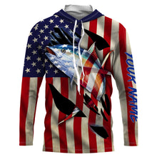 Load image into Gallery viewer, Tuna Fishing American Flag Custom Long Sleeve performance Fishing Shirts, Personalized Fishing gifts Fishing jerseys - NQS2806