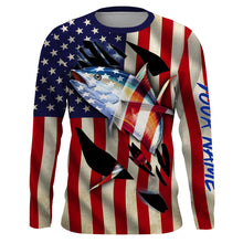 Load image into Gallery viewer, Tuna Fishing American Flag Custom Long Sleeve performance Fishing Shirts, Personalized Fishing gifts Fishing jerseys - NQS2806