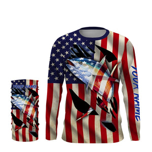 Tuna Fishing American Flag Custom Long Sleeve performance Fishing Shirts, Personalized Fishing gifts Fishing jerseys - NQS2806