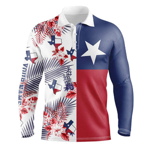 Texas flag Mens golf polo shirts custom tropical leaf golf attire for men, golf gift for mens NQS6362