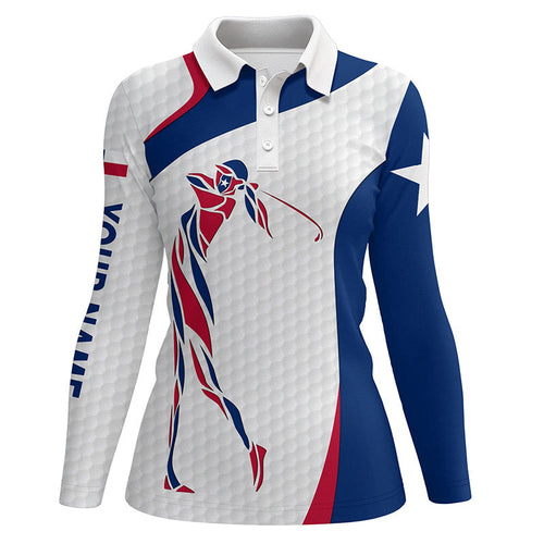 Personalized Texas flag patriot golf white Womens golf polo shirts custom name golf gifts NQS6354