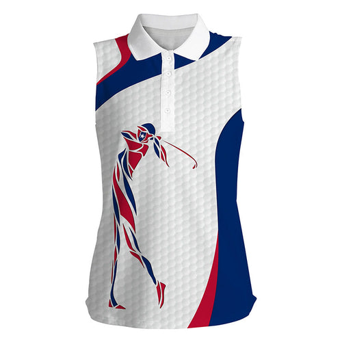 Texas flag patriot golf white Womens sleeveless polo shirts - golf gifts for women NQS6354