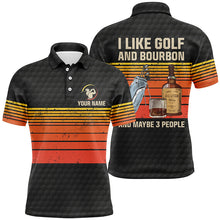 Load image into Gallery viewer, Men golf polo upf shirts custom I like golf and bourbon and maybe 3 people vintage golf outfit men NQS6573