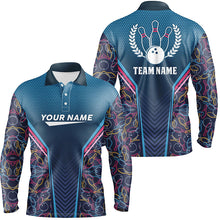 Load image into Gallery viewer, Bowling blue camo Men polo Bowling Shirt Personalized Bowling Team League Jerseys Gift For Bowler NQS6832