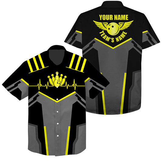 Custom Hawaiian bowling shirt for bowling – personalized team jersey front view
